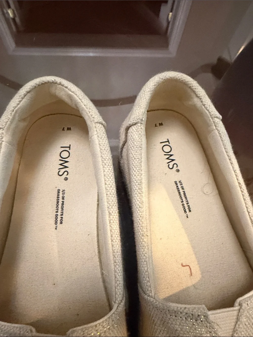 TOMS Natural Canvas Espadrille Platform Slip-On - Beige